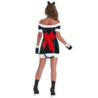 Christmas Off Shoulder Cute Cat Costumes Party Dress - Azufun