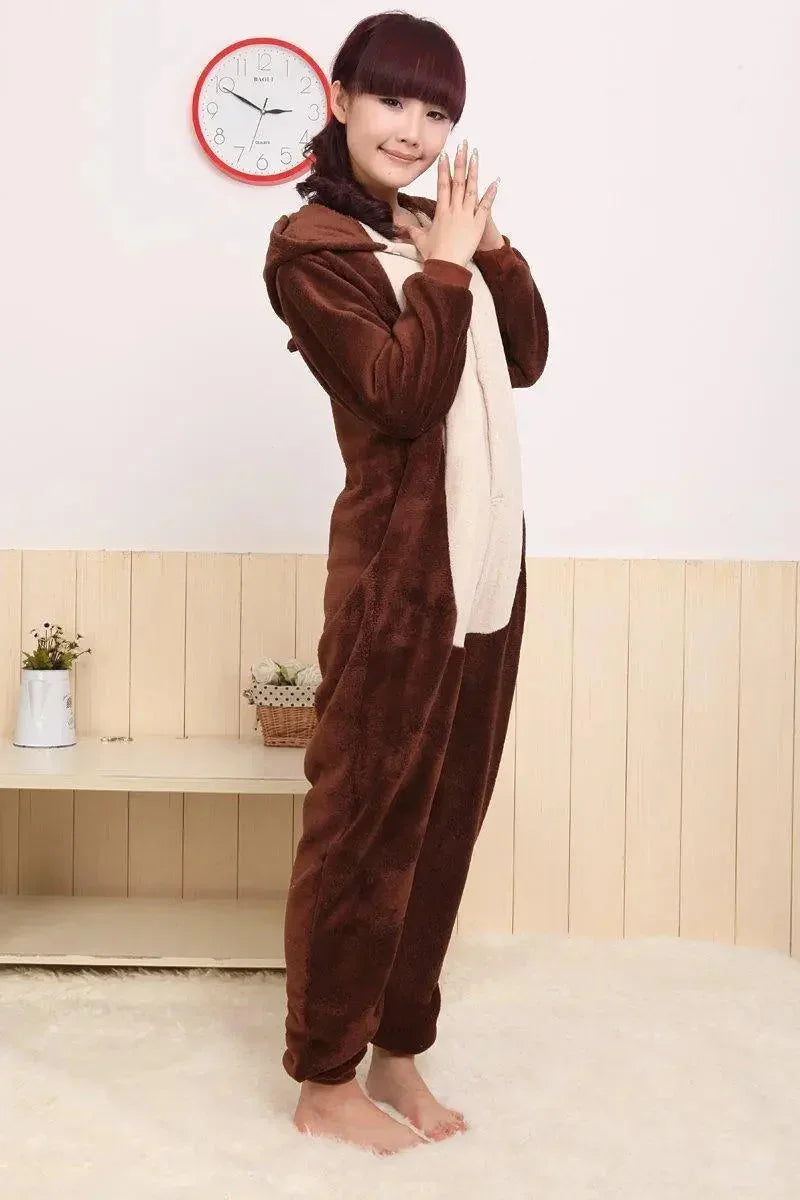 Coffee Squirrel Animal Onesie Hoodie Kigurumi Costume Pajamas - Pajamasbuy