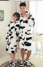 Cow Pajamas Winter Warm Onesies Coral Fleece Hoodie Kigurumi Robe - Pajamasbuy
