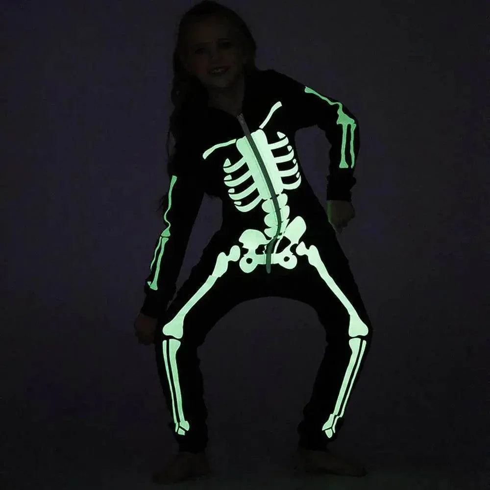 Fluorescent home costume horror pajamas Halloween costume Family Matching Costumes - Azufun