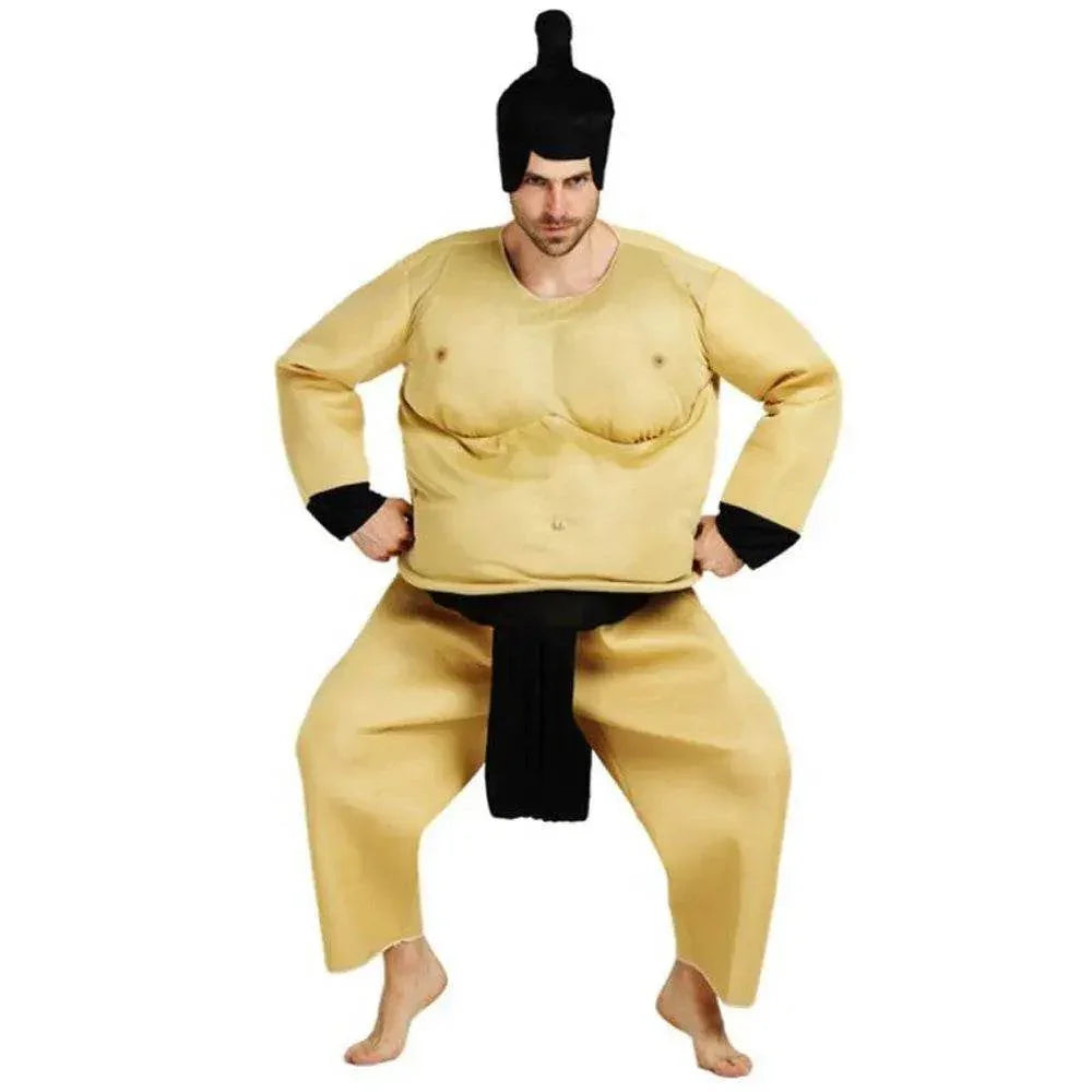 Funny Sumo Costume Halloween Party Cosplay Fat Wrestler Suit - Azufun