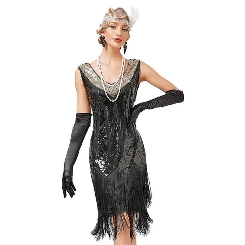Gatsby 1920s Party Fringe Flapper Dress Retro Costume - Azufun