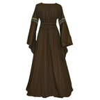Gothic retro women's Medieval Court Costume Robe large size trumpet sleeve long dress - Azufun