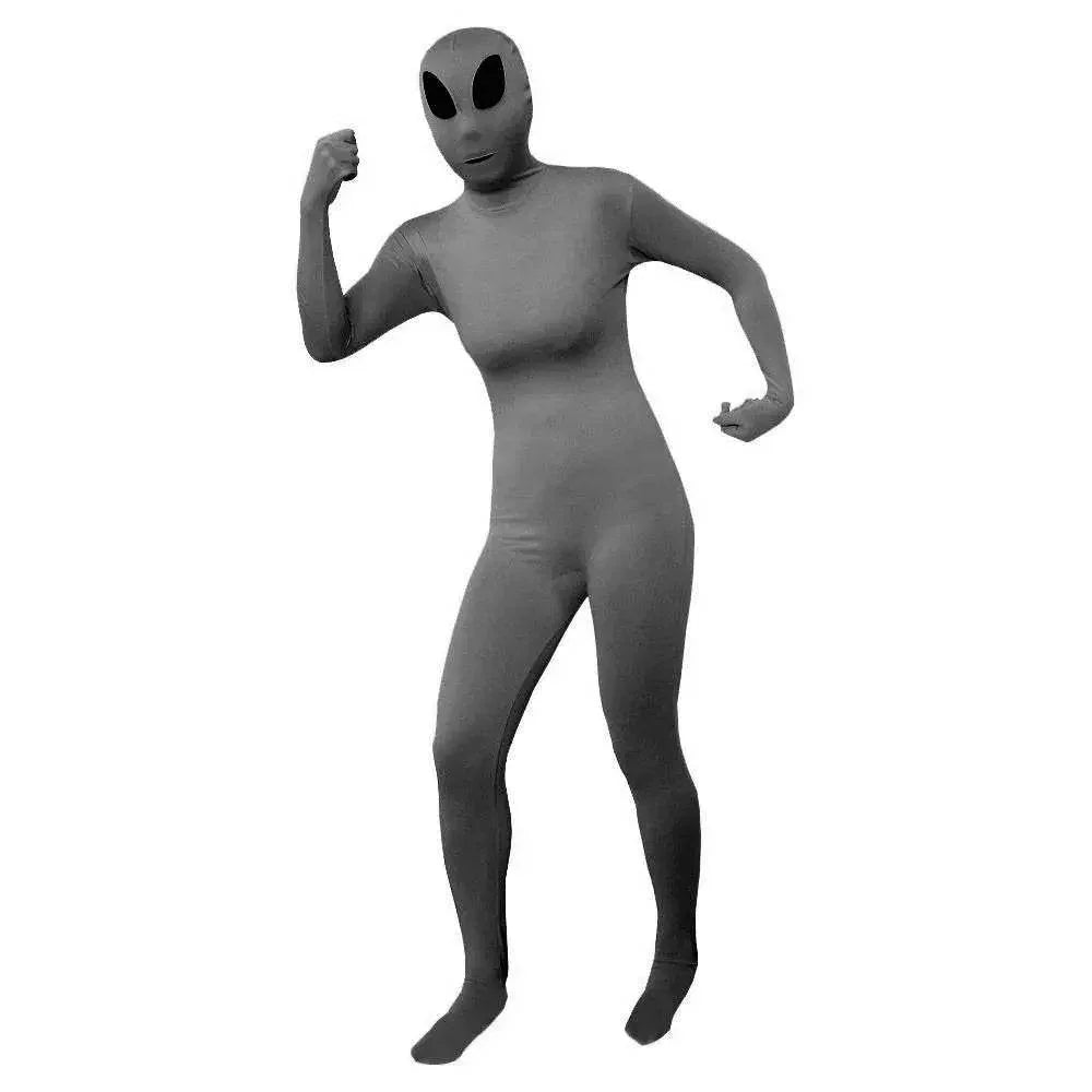 Gray ET Aliens Lycra Spandex Bodysuit Zentai Suit Catsuit Costume - Azufun