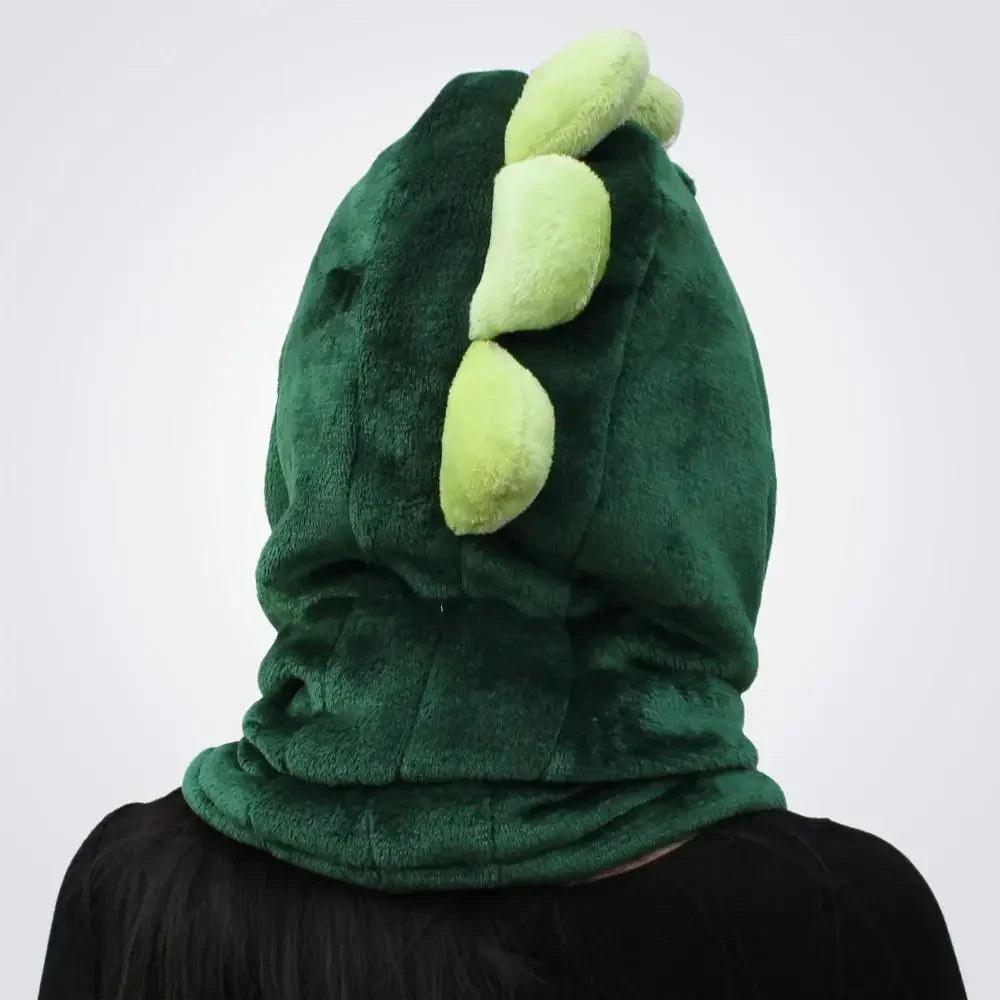 Green Dinosaur Kigurumi Neck warmer Hooded animal hat - Pajamasbuy