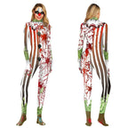 Halloween Masquerade Elastic Clown Cosplay Costume Polyester Bodysuit - Azufun