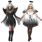 Halloween Party Masquerade Black White Angel Outfits Cosplay Costume - Azufun