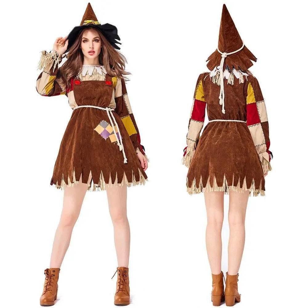 Halloween The Wizard of OZ Scarecrow Dress Cosplay Costume for Women - Azufun