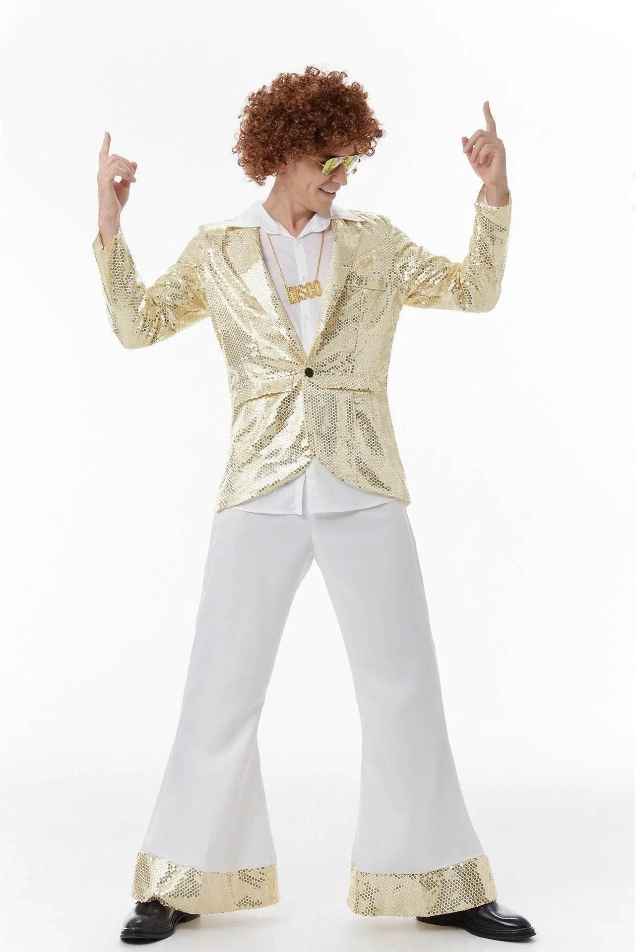 Halloween cosplay Adult retro 70s disco Hippie Fancy Dress Costume - Azufun