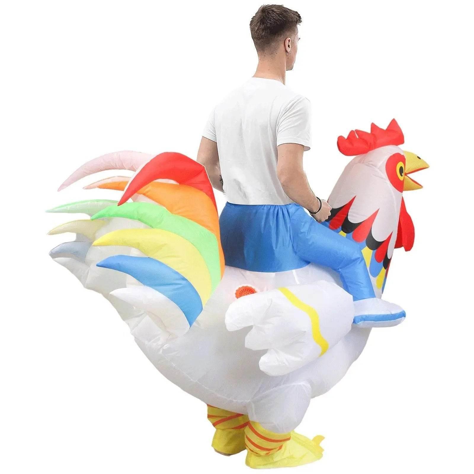 Hilarious Inflatable Red and White Rooster Costume Adult Halloween Party Mascot Outfit - Azufun