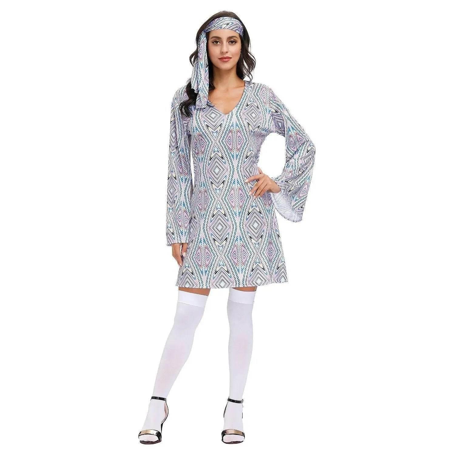 Hip Hop Rock Hippie 70s Costumes Cosplay Halloween Outfit Fancy Dress - Azufun