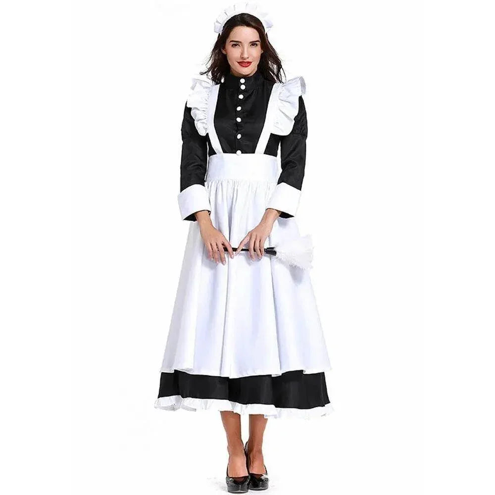 Housekeeper French maid costume German maid costume black and white long skirt unisex - Azufun