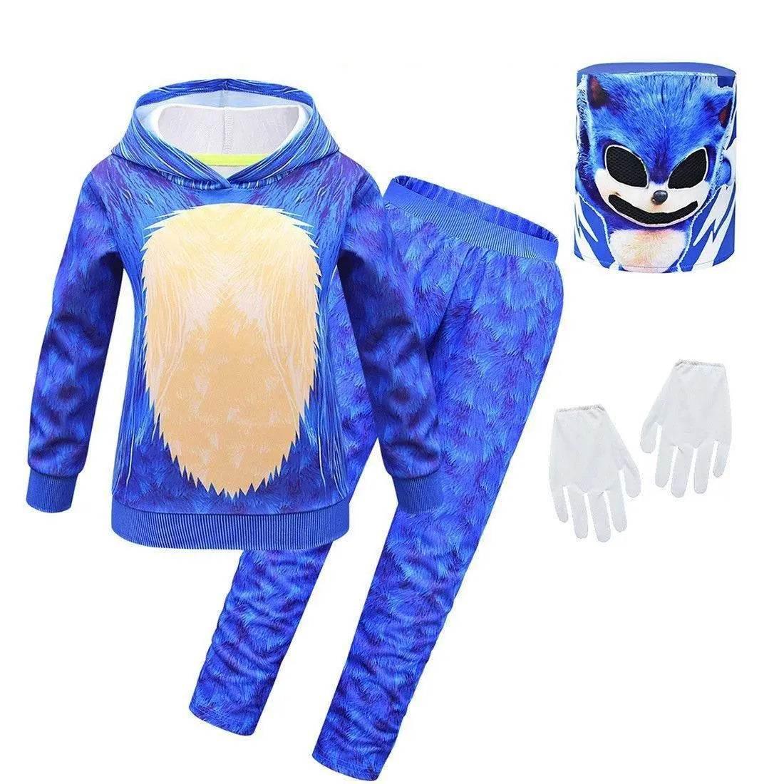 Kids Anime Sonic The Hedgehog Costume Game Halloween Boy Girls Hoodies Pants Sets Outfits - Azufun