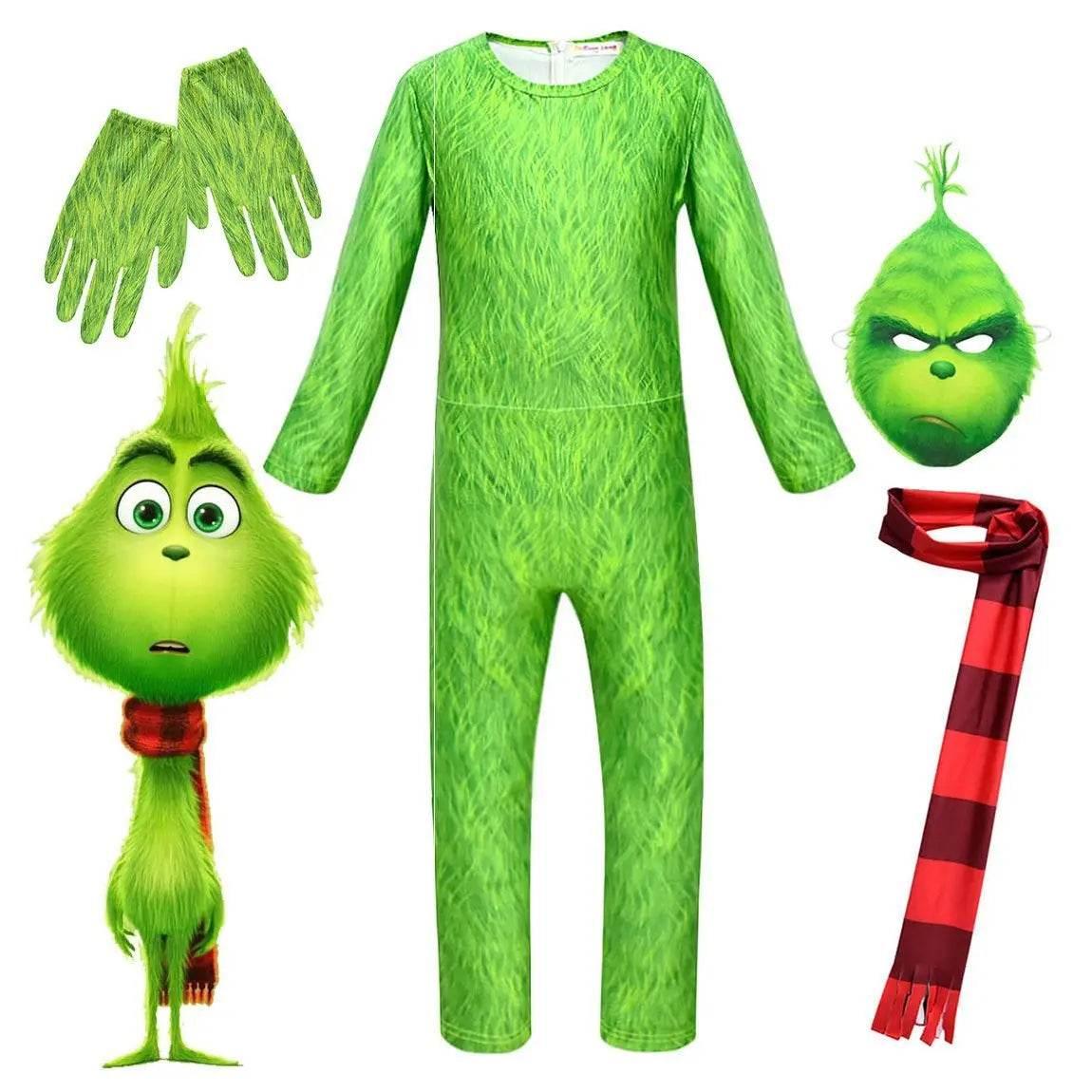 Kids The Grinch Christmas Costumes Jumpsuit Sets - Azufun