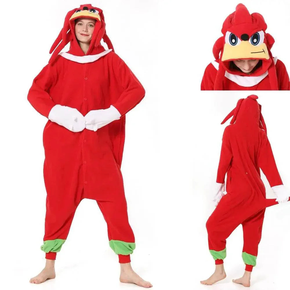 Knuckles the Echidna Sonic the Hedgehog kigurumi onesies anime pajamas Costume - Azufun