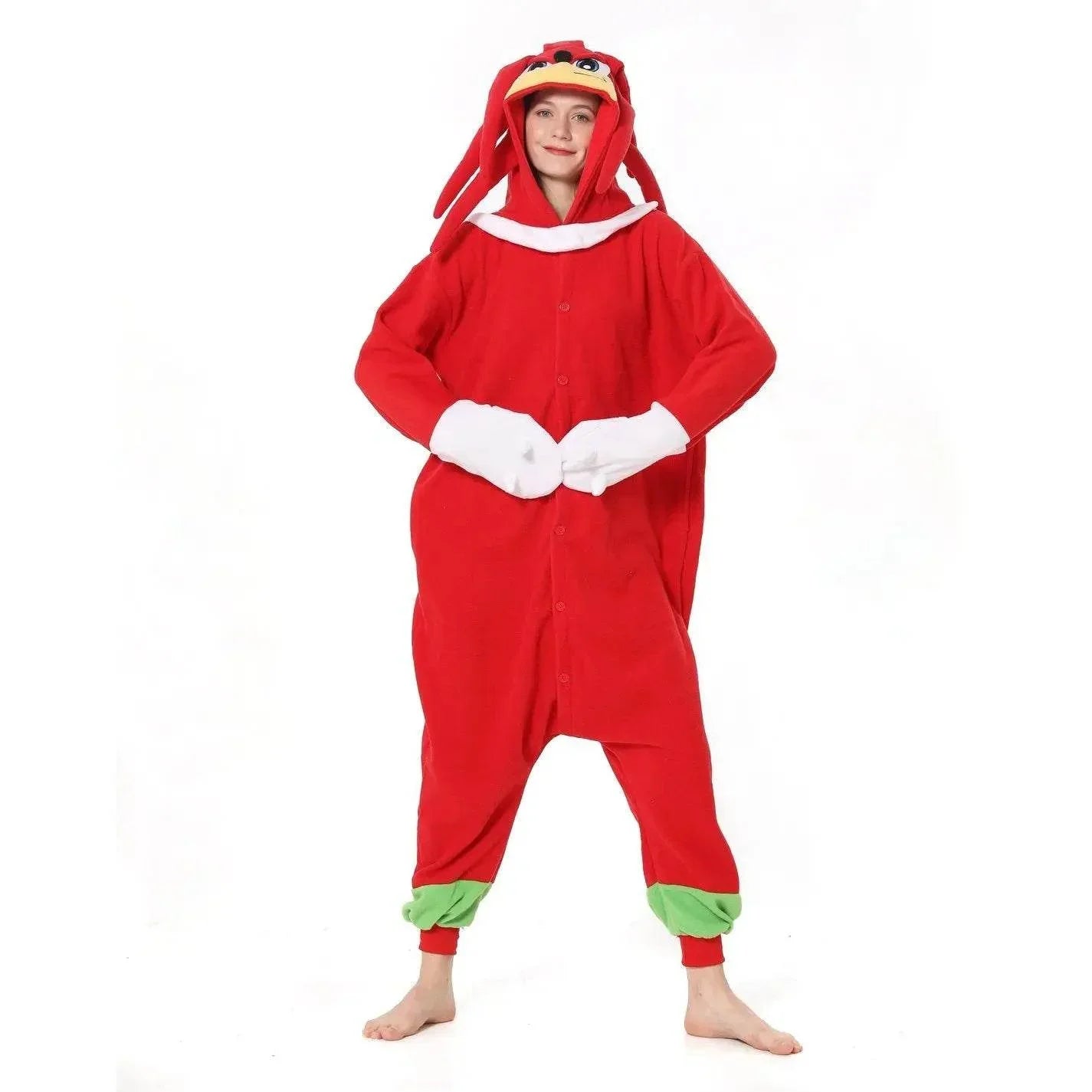 Knuckles the Echidna Sonic the Hedgehog kigurumi onesies anime pajamas Costume - Azufun