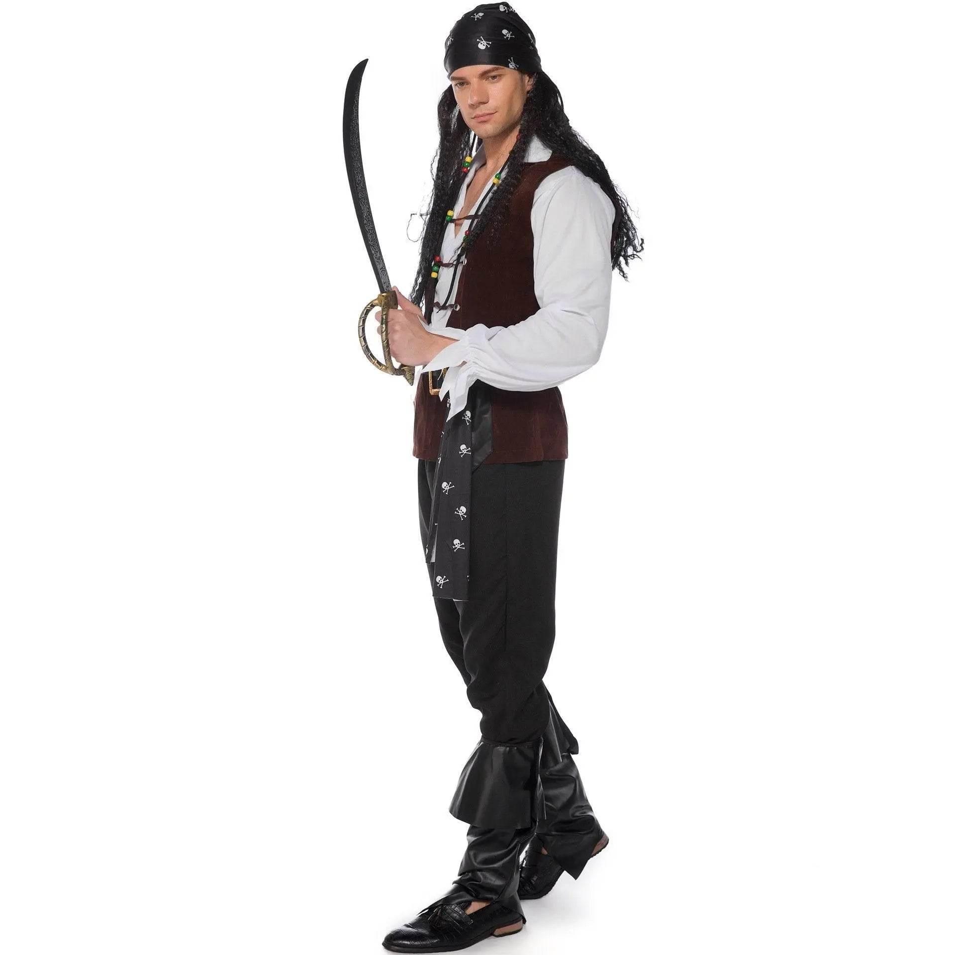Male Pirate Outfit Vintage Cosplay Costume Carnival Halloween For Mens - Azufun