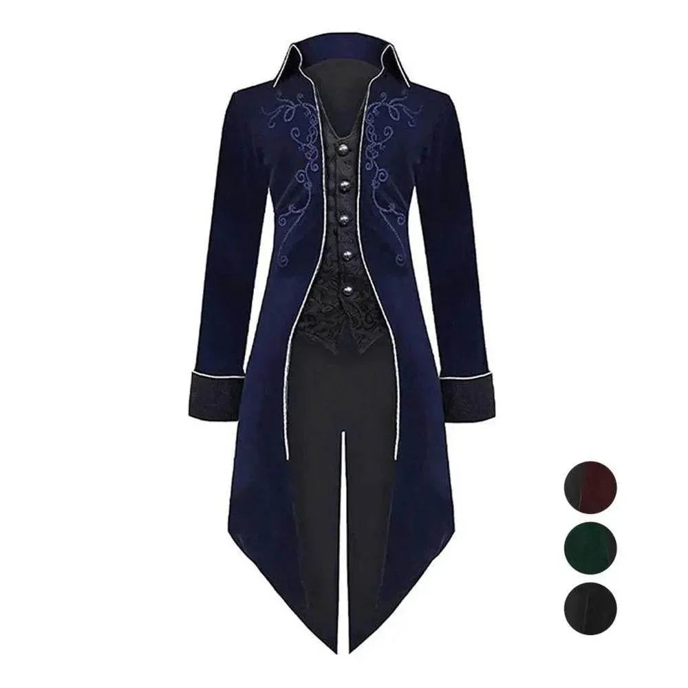 Medieval Steampunk Tailcoat Halloween Costumes Vampire Gothic Jackets Vintage Coat For Men - Azufun