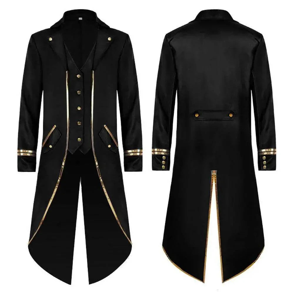 Medieval Steampunk Tailcoat Halloween Costumes Vampire Gothic Jackets Vintage Coat for Men - Azufun