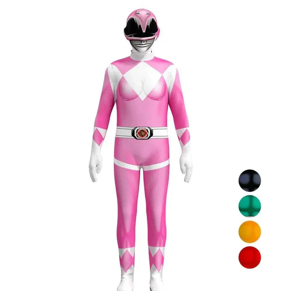 Mighty Morphin Power Rangers Costume Kids Superhero Bodysuit Halloween jumpsuits onesies - Azufun