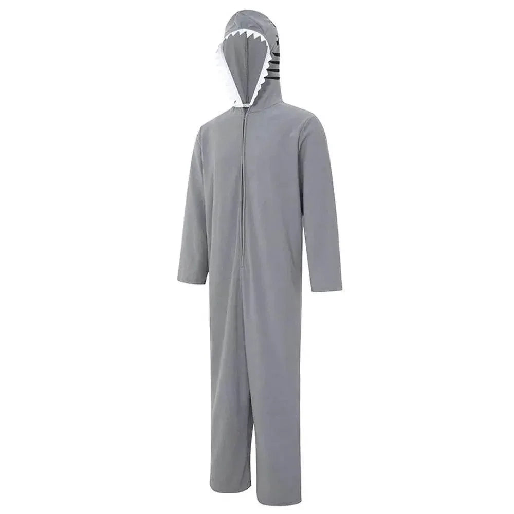 Ocean Great White Shark Animal Adult Jumpsuit Cosplay Costume Carnival - Azufun