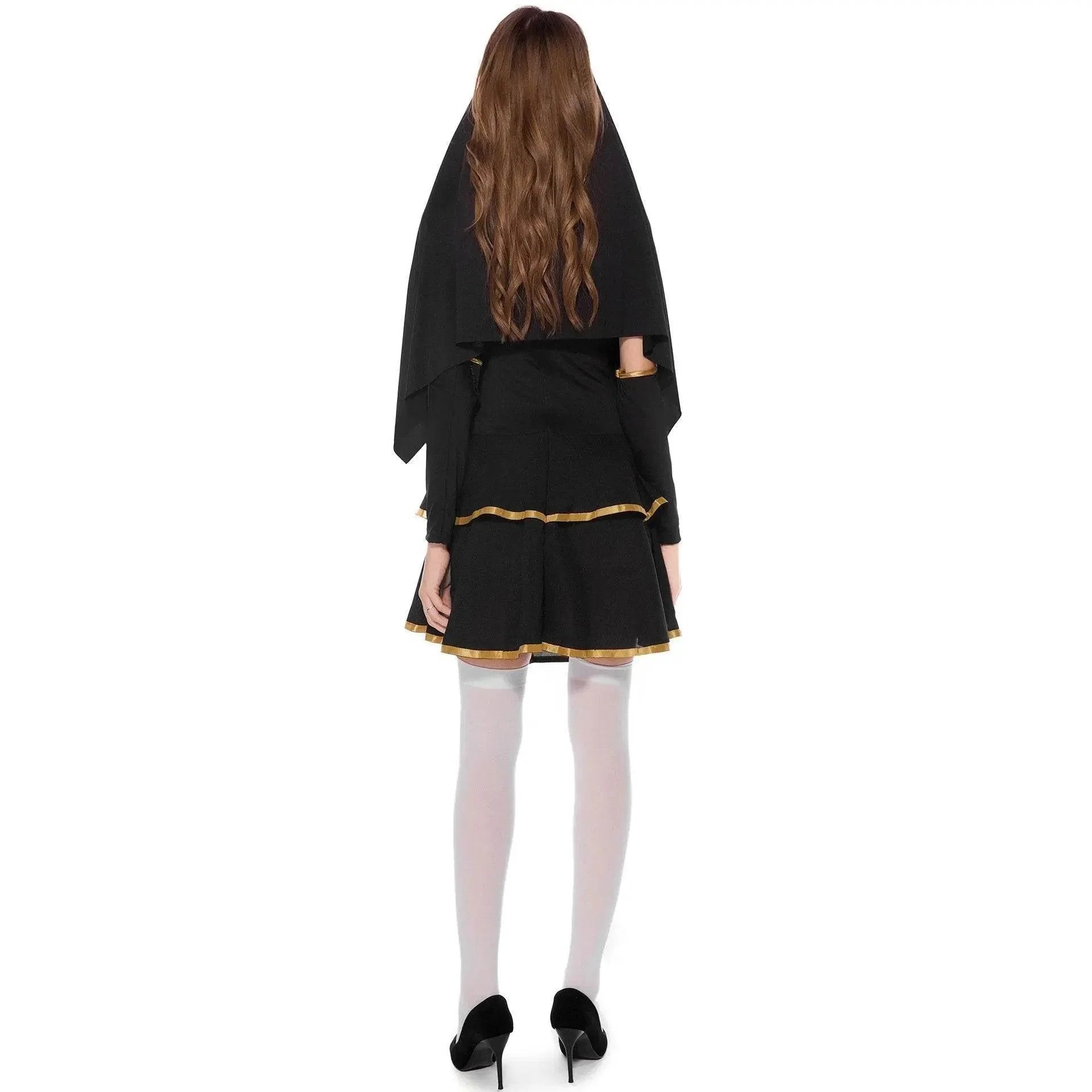Pastor Fr Nun Couples Costume Halloween Outfits Cosplay Party Carnival - Azufun