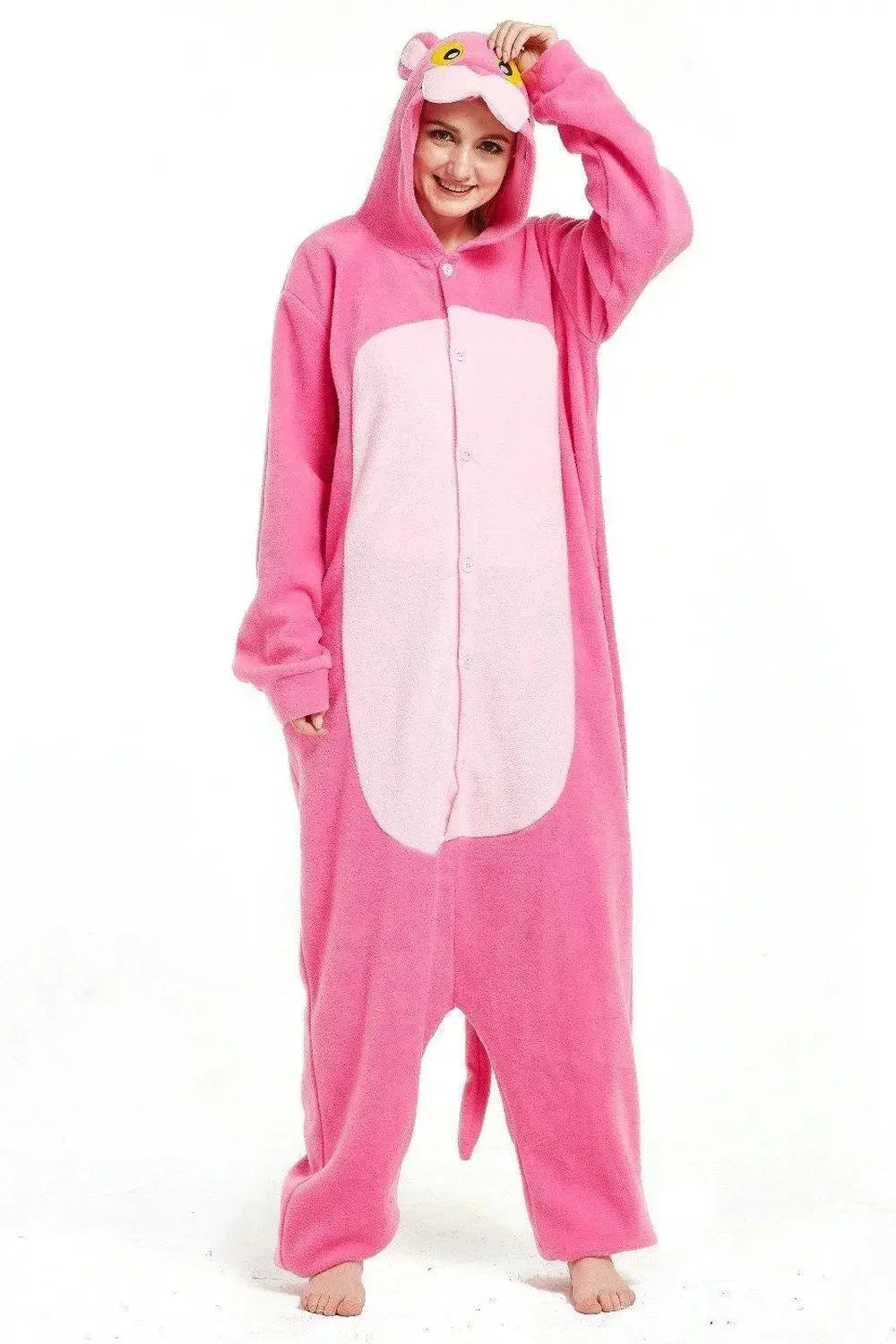 Pink Panther Onesie Kigurumi Animal Hoodie Costume Pajamas - Pajamasbuy