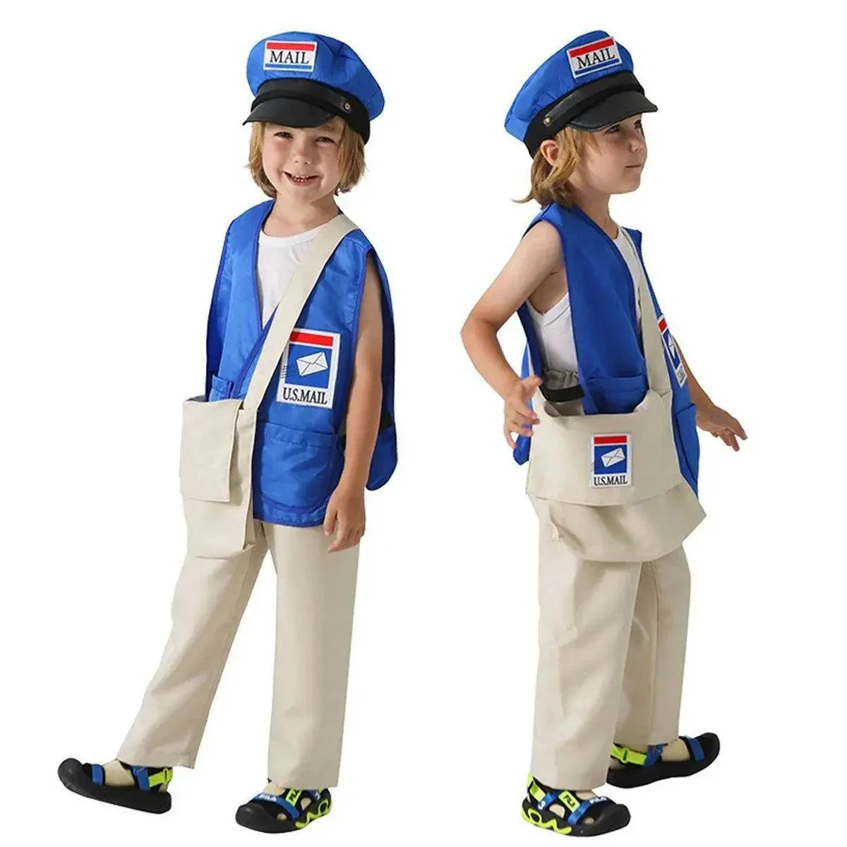 Postman Courier Uniform Kids Party Suit Cosplay Costumes Halloween - Azufun