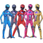 Power Rangers Cosplay Costume Dinosaur Suit Halloween Superhero Jumpsuit Outfit Dress Up For Kids Adult - Azufun