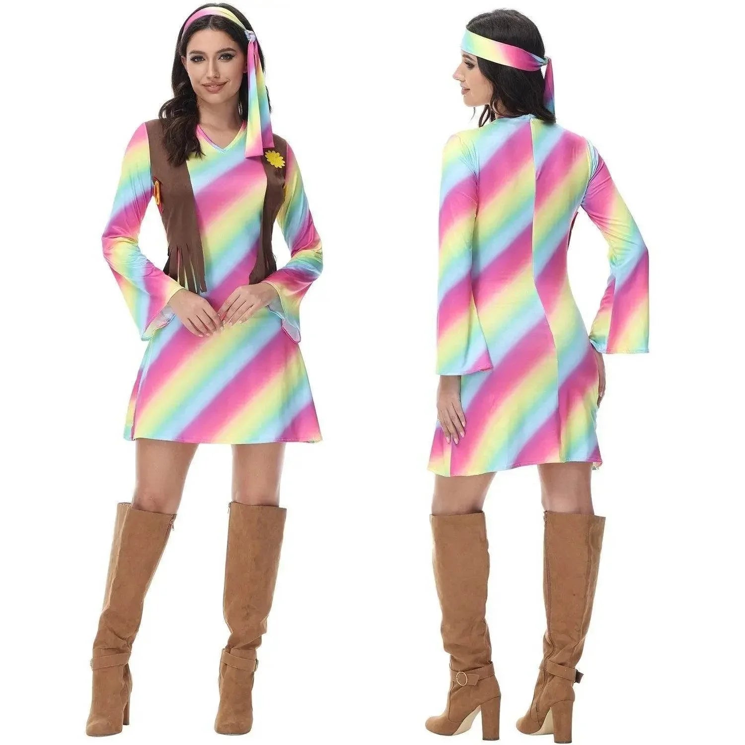 Retro Disco 80s Costumes Vintage Cosplay Halloween Outfit Fancy Dress - Azufun