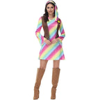 Retro Disco 80s Costumes Vintage Cosplay Halloween Outfit Fancy Dress - Azufun