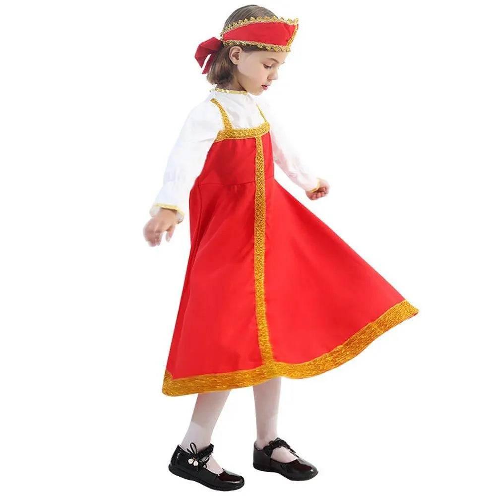 Russian Girls Cosplay Costume Ethnic Dress Halloween National Oufit Dresses Stage Performances - Azufun