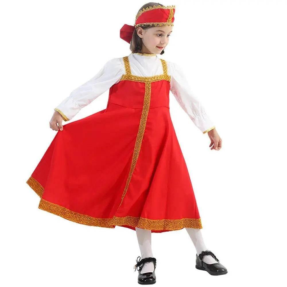 Russian Girls Cosplay Costume Ethnic Dress Halloween National Oufit Dresses Stage Performances - Azufun