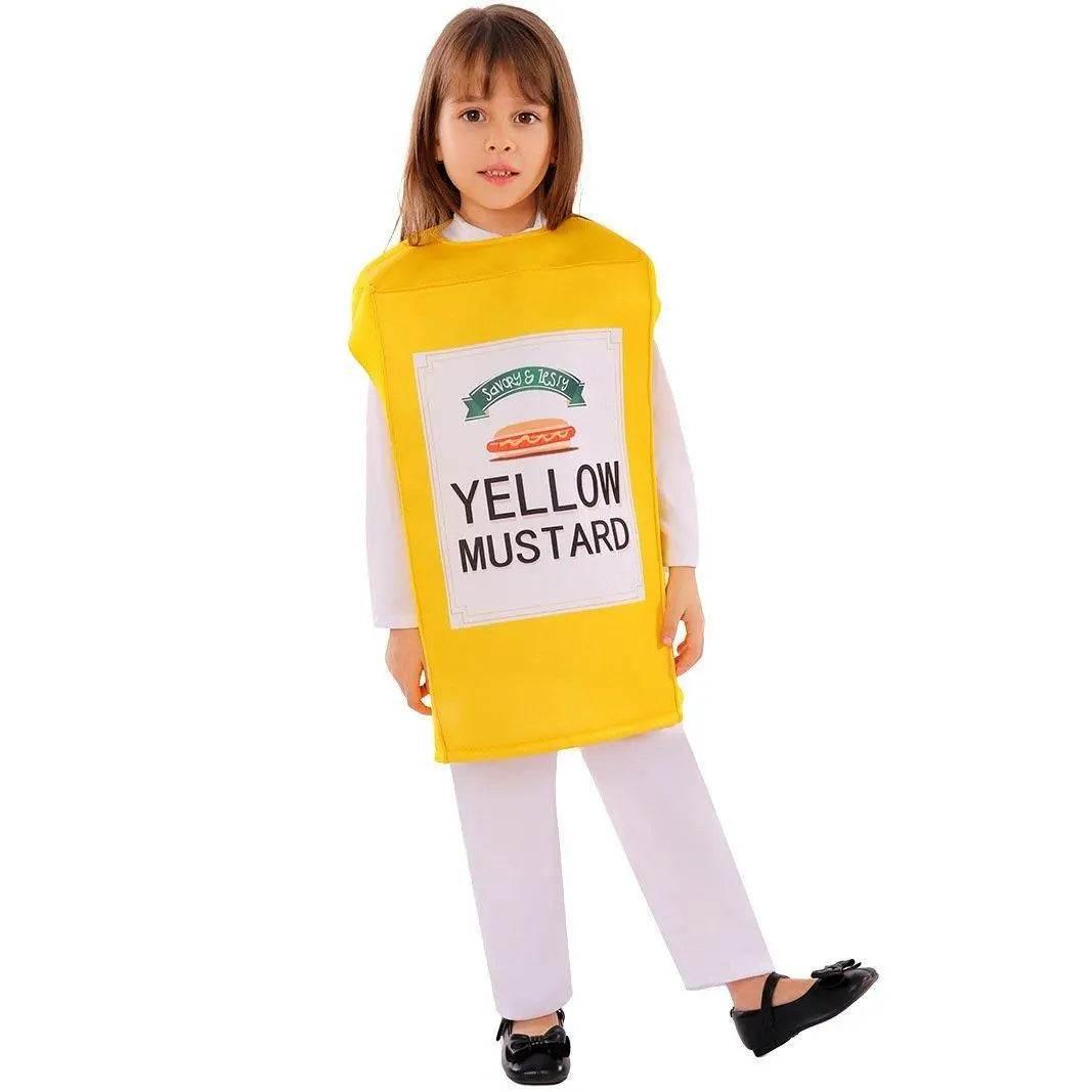 Smock Mustard Bottle Kids Funny Stage Cosplay Costumes Halloween - Azufun