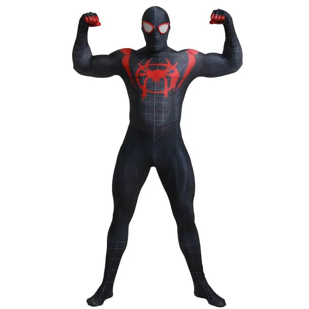 Spider-Man Into the Spider-Verse Miles Morales Costume Adults Cosplay Party Jumpsuit Halloween - Azufun