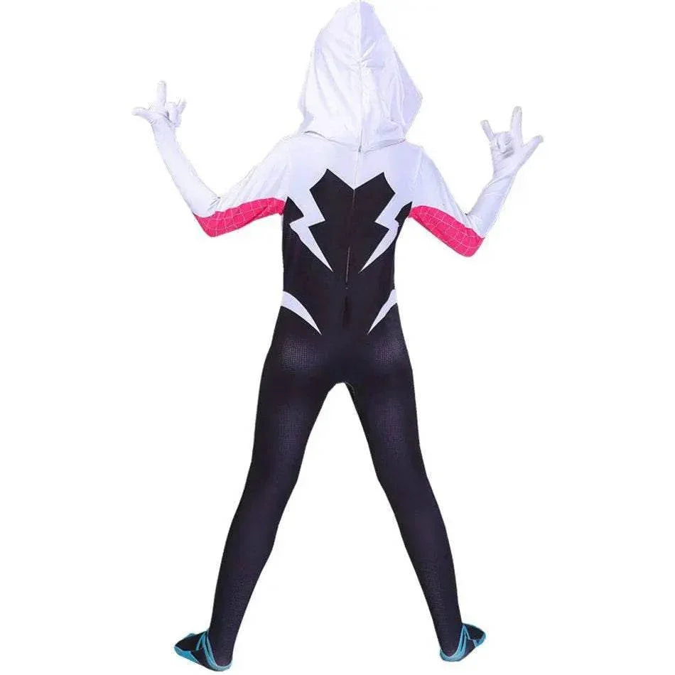 Spider-Man Women Gwen Stacy Cosplay Costume Zentai Jumpsuit Adult Kids - Azufun
