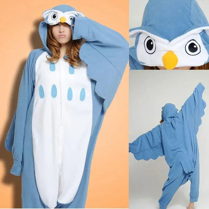 Steelblue Owl Onesies Hoodie Unisex Costume Kigurumi Pajamas - Pajamasbuy