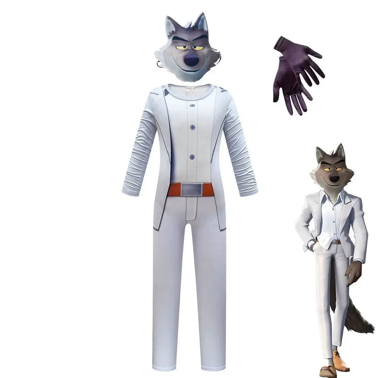 The Bad Guys Wolf Cosplay Costumes Jumpsuit Romper Halloween Outfit Dress For Kids Boys - Azufun