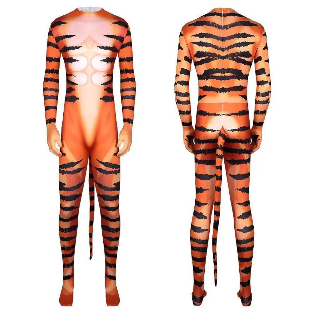 Tiger Stripes Animal Cosplay Zentai Costume Jumpsuit Bodysuit Outfits Adult - Azufun