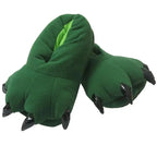 Unisex Animal Dinosaur green cosplay Kigurumi fleece slippers shoes - Pajamasbuy