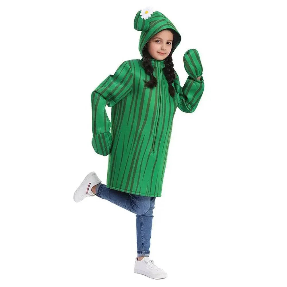Unisex Kids Cactus Costume Cosplay Halloween Party Dress Up Plant Jumpsuit - Azufun