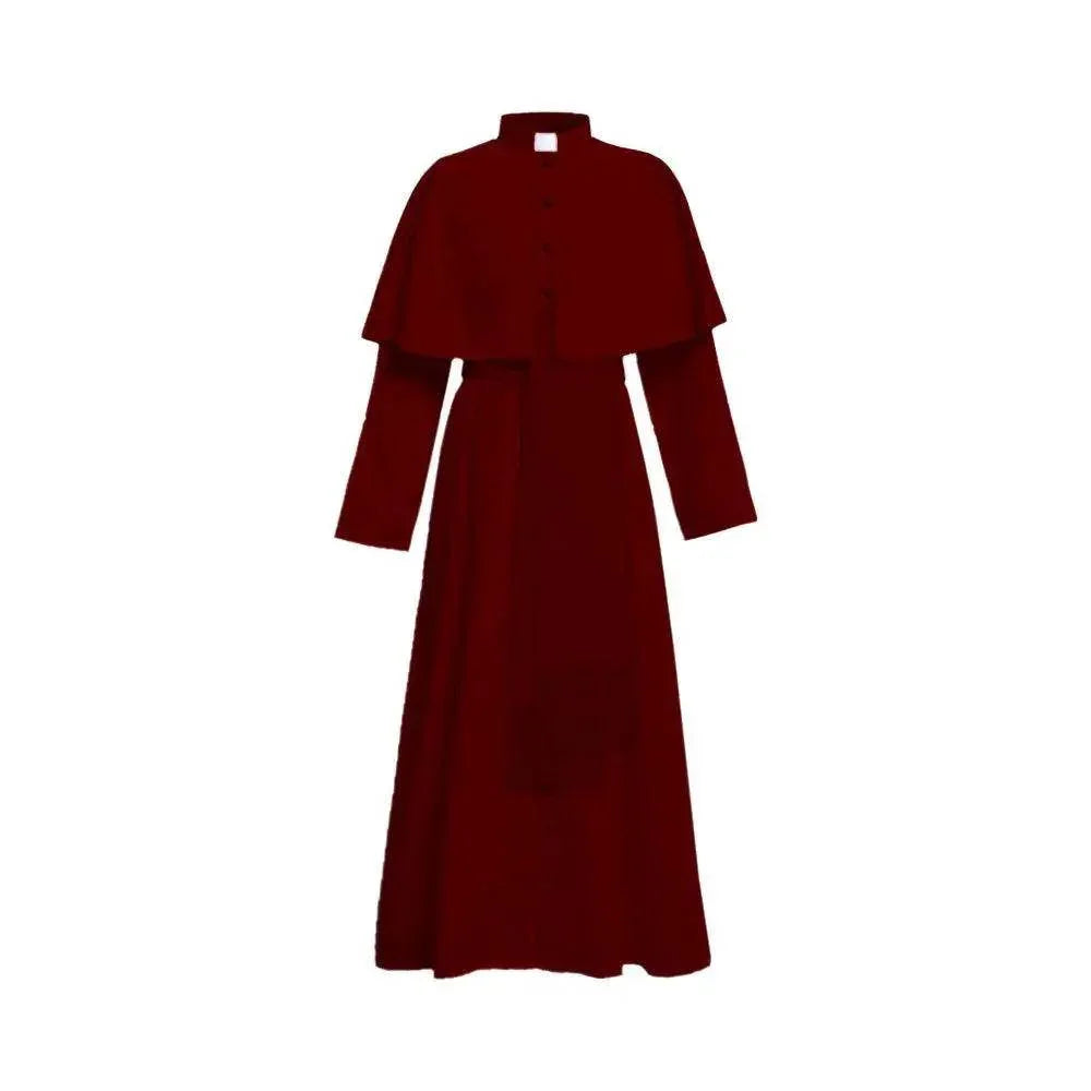 Unisex Men Solid Long Father Vicar Fancy Medieval Priest Costumes Cosplay Party Props - Azufun