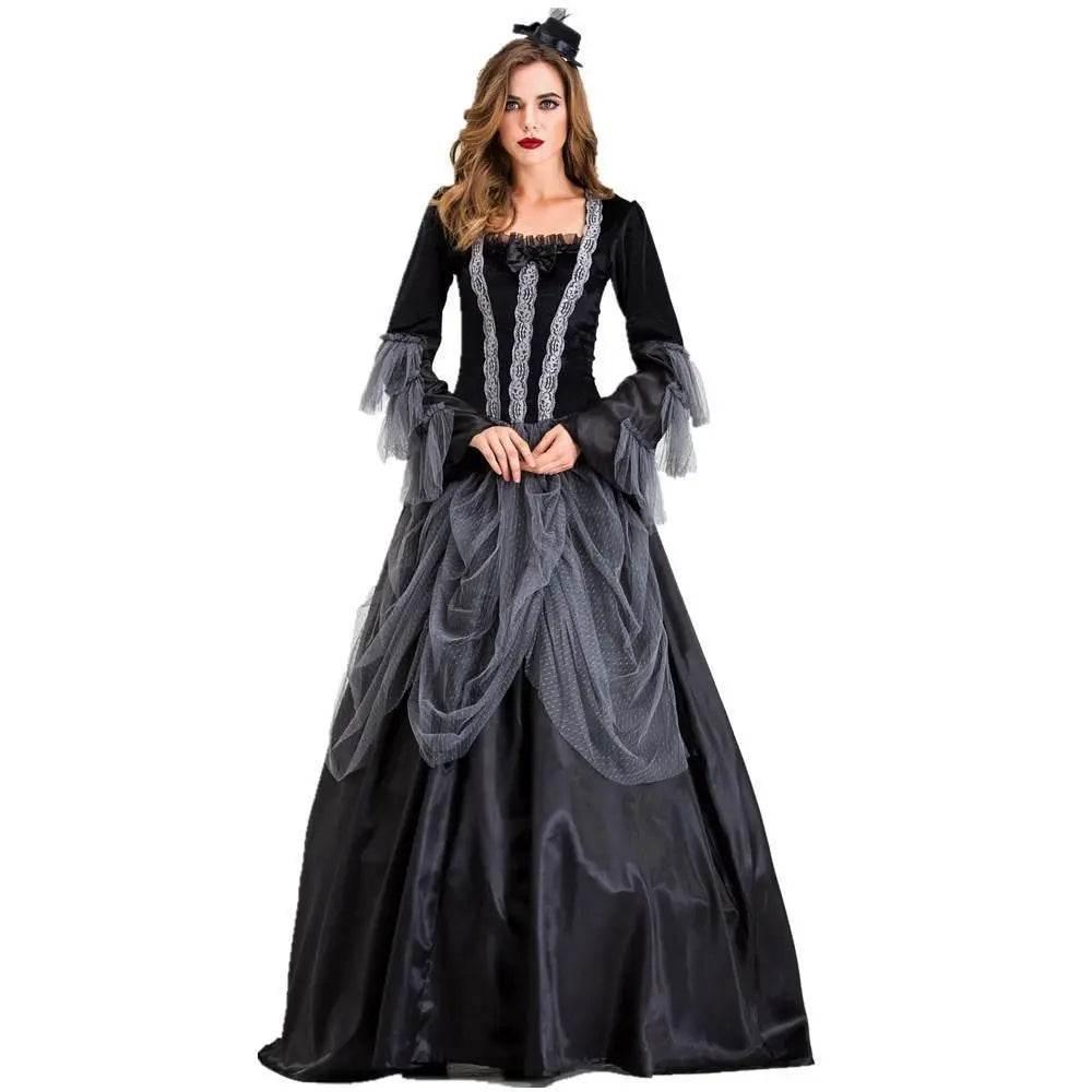 Vampires Costume Halloween Cosplay Dress Gothic Queen Outfit Gorgeous Elegant Witch Cosplay Costume - Azufun