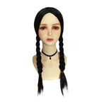 Wednesday Addams Wig The Addams Family Cosplay Black middle part braid wigs For Adult - Azufun