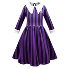 Wednesday Costume The Addams Family Cosplay Striped Dress For Kids - Azufun