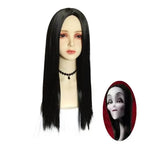 Wednesday's Mom Wig The Addams Family Cosplay Black Middle Parted Straight Wig For Adult - Azufun