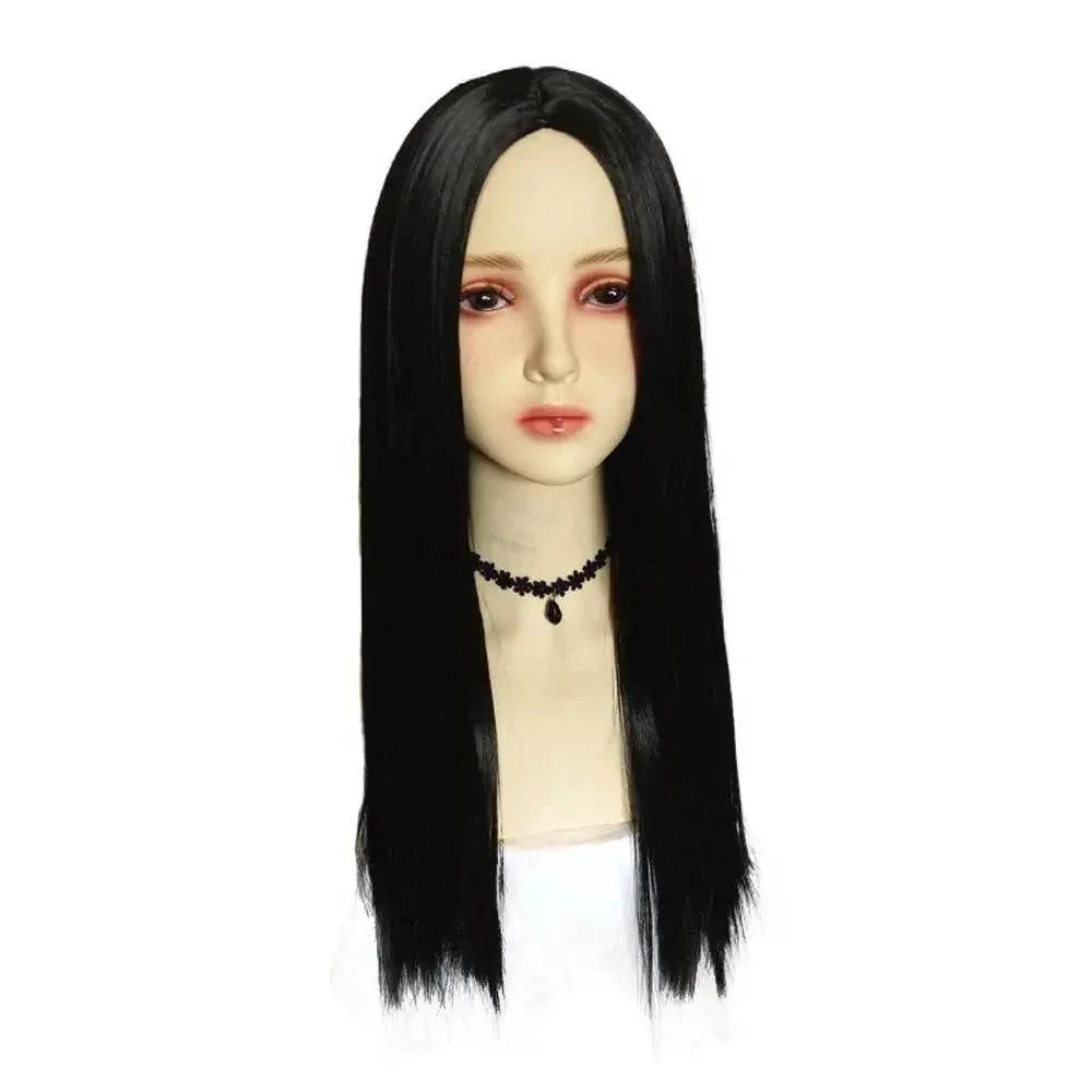 Wednesday's Mom Wig The Addams Family Cosplay Black Middle Parted Straight Wig For Adult - Azufun