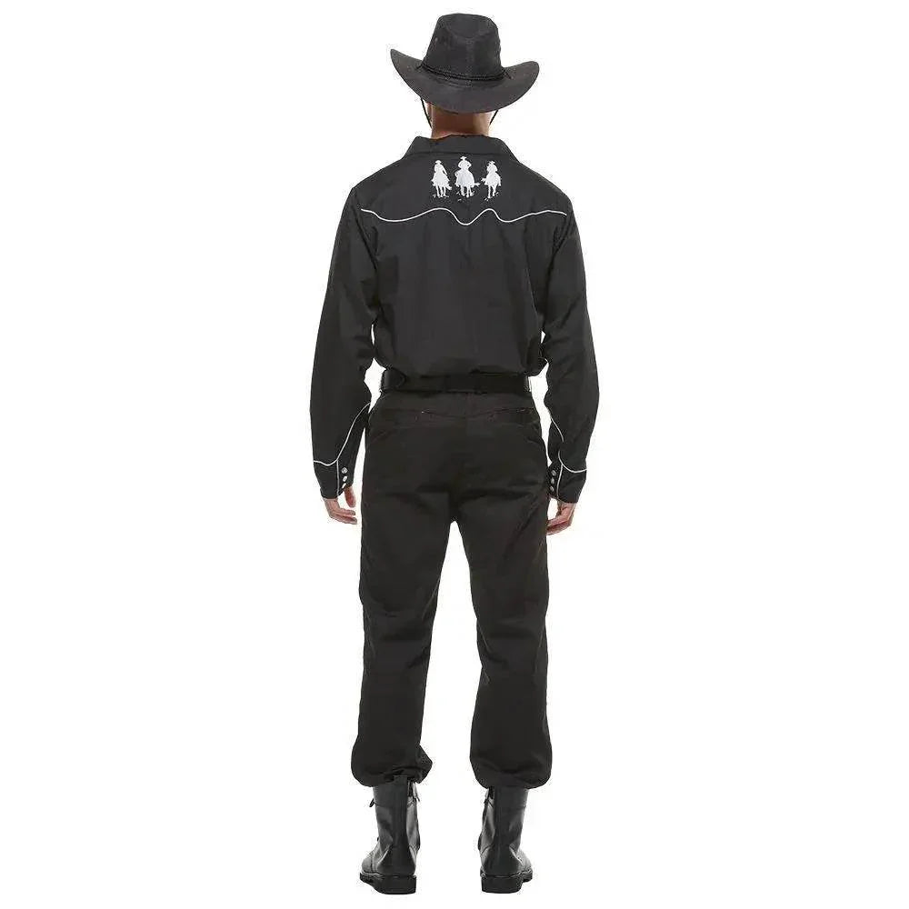 Western Cowboy Gunman Shirts Costume Cosplay Halloween Bar Party Drama wild west fancy dress For Men - Azufun