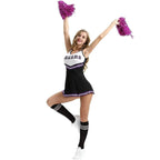 Women Cheerleader Costume Outfit With Poms Fancy Uniform Sports Dress - Azufun