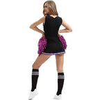 Women Cheerleader Costume Outfit With Poms Fancy Uniform Sports Dress - Azufun